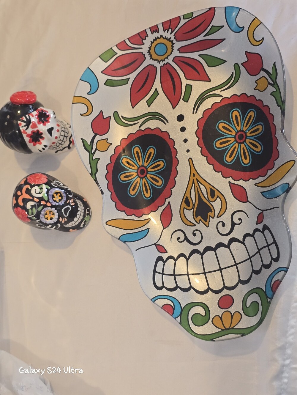 Dia de Los Muertos Decorative Serving Plate & Salt/ Pepper Shakers NEW